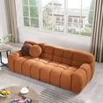 thumbnail image 2 of 87.4" Length 35.83" Roundness Boucle Sofa,Human Body Structure for Usa People Couch,3 Seater Marshmallow Sofa,Light Brown, 2 of 7