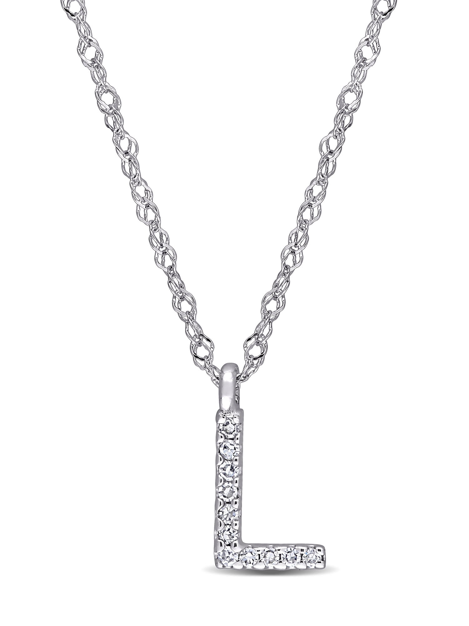 Diamond-Accent 14kt White Gold Initial 
