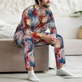thumbnail image 7 of Honeii Hawaiian Style Pattern Mens Pajamas Set,2pcs Men's Lounge Long Sleeve Sleep Shirt and Pajama Bottoms Sleepwear Set,Mens Pjs Sets-X-Large, 7 of 7