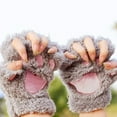 thumbnail image 3 of Women Gloves Cat'S Claw Gloves Plush Half-Finger Bear'S Paw Fingerless Gloves Cute Womens Thick Halter Gloves Cartoon Warm Gloves, 3 of 6