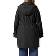 thumbnail image 3 of Agnes Orinda Women's Plus Size Trench Coats Notch Lapel Double Breasted Detachable Hood Winter Midi Pea Coats Jacket with Pocket 2X Black, 3 of 6