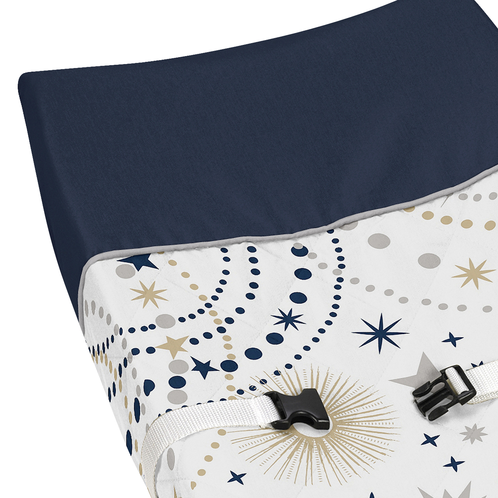 Sweet Jojo Designs Celestial Blue Gold and Grey Changing Pad Cover
