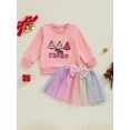 thumbnail image 4 of Toddler Kids Girls 2Pcs Thanksgiving Outfits 18 24 Motnhs 2T 3T 4t 5T 6T Long Sleeve Turkey Embroidery Sweatshirt + Tulle Skirt Set Baby Clothes, 4 of 9