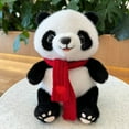 thumbnail image 2 of Cute Panda Stuffed Animal - Realistic Plush Toy with Red Scarf, Sitting Style - for Kids, Girls, Boys, Home Decor, Gift Giving, 2 of 7