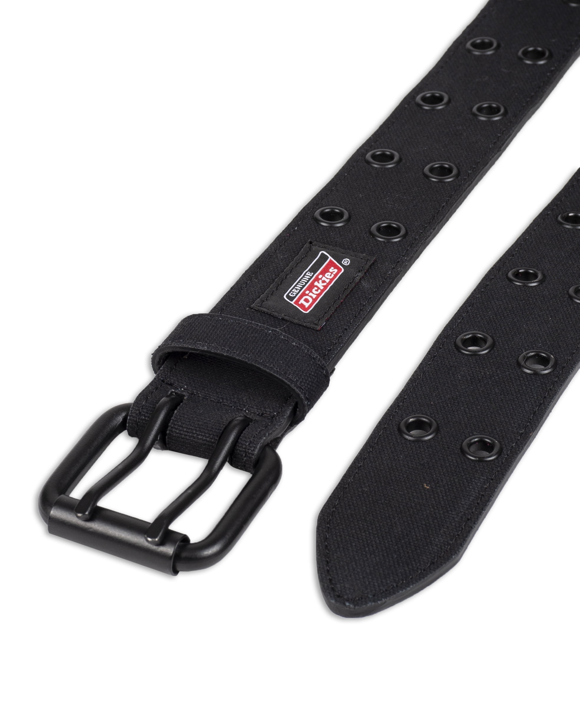 Genuine Dickies Men's Casual Black Grommet Fully Adjustable Belt with Double Prong Buckle (Regular and Big & Tall Sizes)