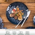 thumbnail image 3 of Vicrays Ceramic Dinner Plates Set, 10.5 Inch, Set of 6, Round, Microwave, Oven, Dishwasher Safe, Scratch Resistant, Porcelain Fluted Suitable for Steak, Pasta, Pizza, Home, Party, Resta, 3 of 7