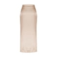 thumbnail image 6 of Women's Satin Midi Skirt, Solid Color Slip Bodycon Maxi Skirt, Elegant Flowy Slit Skirt for Wedding Guest, Party and Formal Occasions,Beige,L, 6 of 9