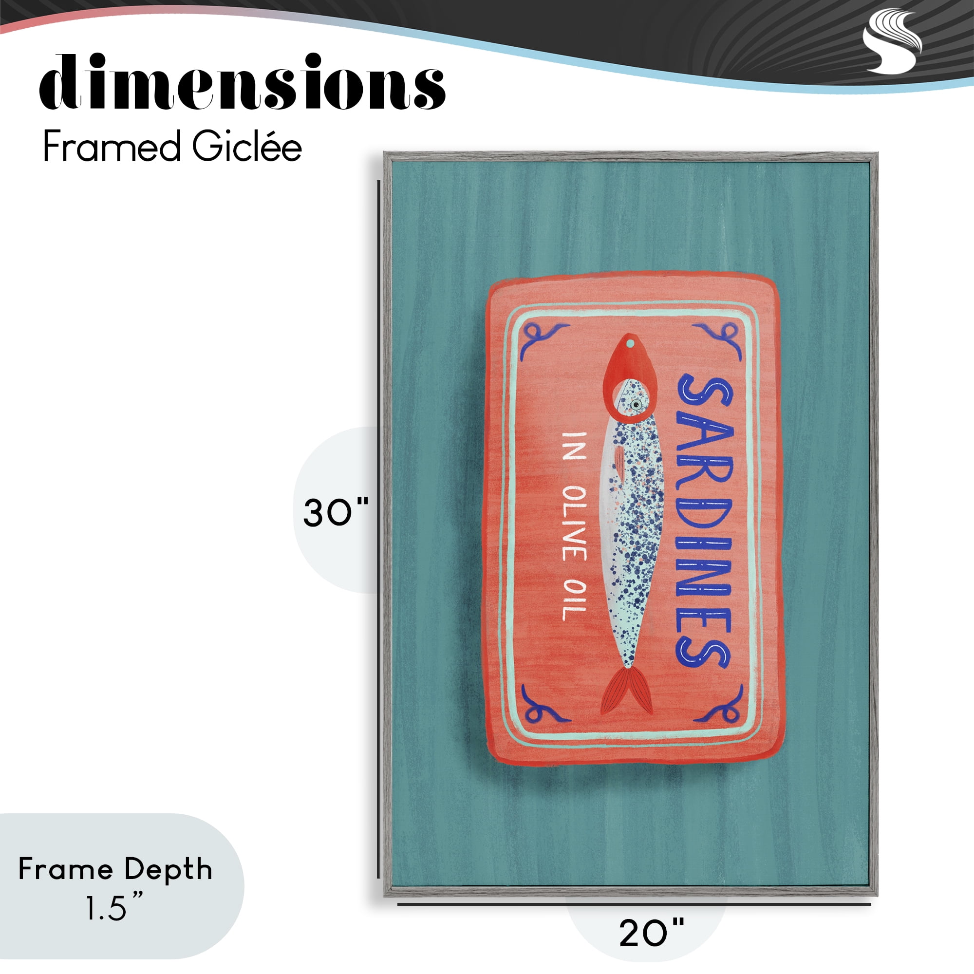 Stupell Industries Sardines Olive Oil Seafood Gray Framed Giclee Art, design by Metka Hiti