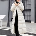 thumbnail image 4 of Lisingtool Winter Coats for Women's Solid Color Long Hooded Lace up Cotton Jacket Pocket Long Sleeve Coat Womens Coats White, 4 of 7