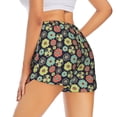 thumbnail image 3 of Vsdgher Daisies Flowers Print Women's Running Double Layer Shorts High Waisted with Pockets Elastic Yoga Workout Athletic Gym Sports, 3 of 8
