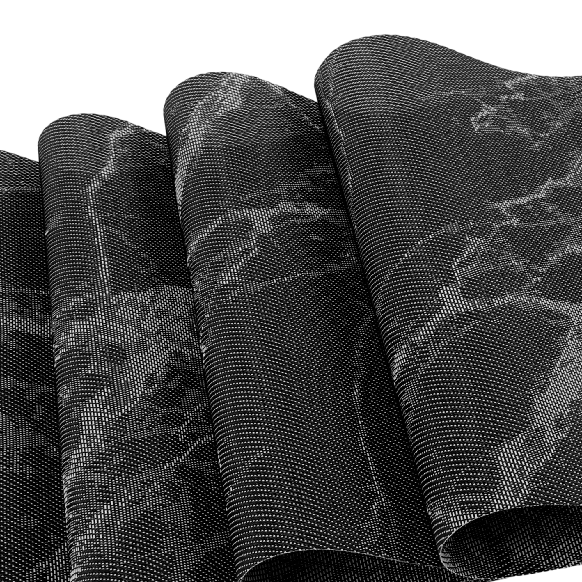 Unique Bargains 4 Pcs Marble Pattern Polyester Heat Resistant Washable Placemats  Black
