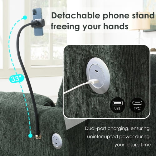 EPOWP 96.5'' Modular Sectional Sofa Set with Storage Ottoman, Chenille L-Shaped Cloud Sectional Couches with Adjustable Phone Holder & USB Charger for Living Room, Apartment, Office