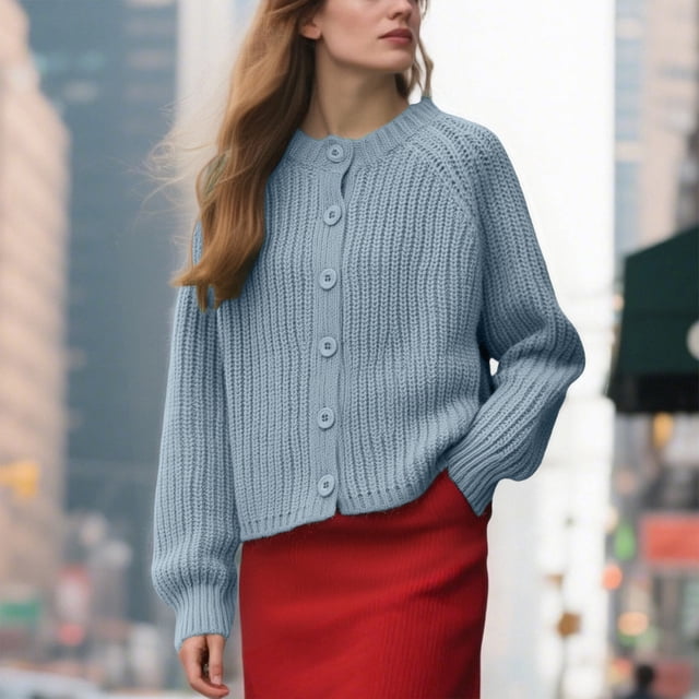 EGNMCR Cardigan Femme Décontracté Couleur Unie Cardigan Manches Longues Veste Tricotée Polyester Haut pour Femmes