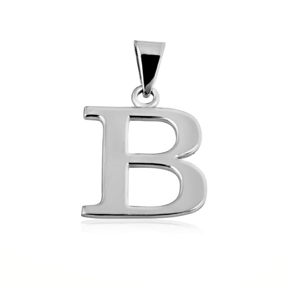 .925 Sterling Silver Personalized Letter "B" Initial Pendant - Large