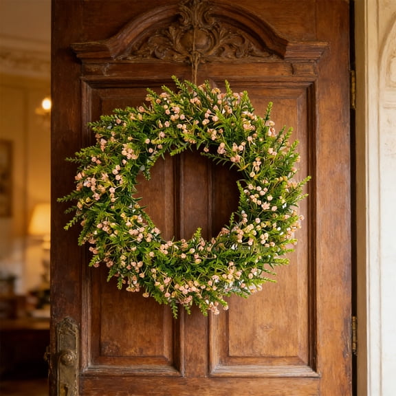 Artificial Floral Wreath for Front Door,Washable Floral Plastic Wreath , Indoor Outdoor Wreath Home Decor Porch Window Wall Farmhouse Door Decorations Spring Summer All Season