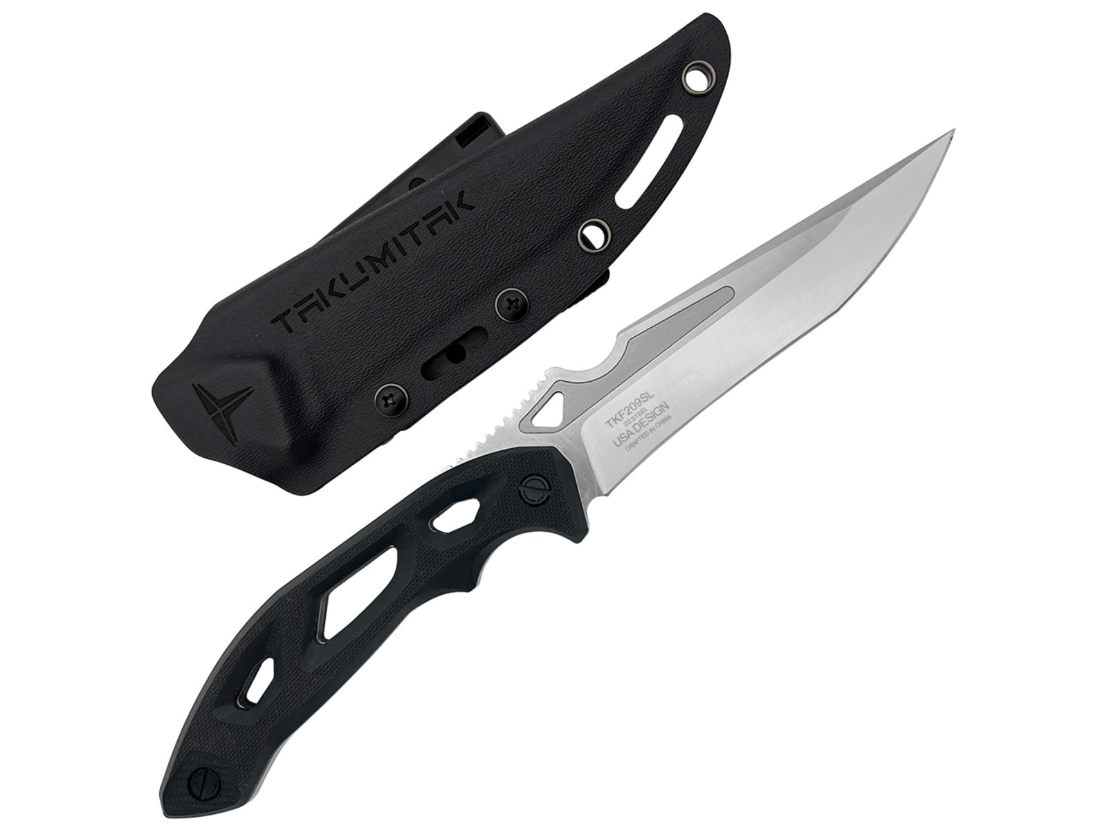 Takumitak Unhinged Fixed Blade Knife, 5in, D2, Drop Point Recurve, G10 Handle, S