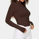 thumbnail image 3 of Camisa de cuello alto para mujer, camiseta de manga larga cepillada de Color liso, Top básico ajustado Y2k, Primavera, Otoño e Invierno, 3 of 4