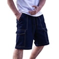 thumbnail image 3 of lcziwo Mens Shorts Holiday Casual Drawstring Trunks Hiking Fishing Wide Leg Elastic Waist Dress Shorts with Pockets Navy M, 3 of 10