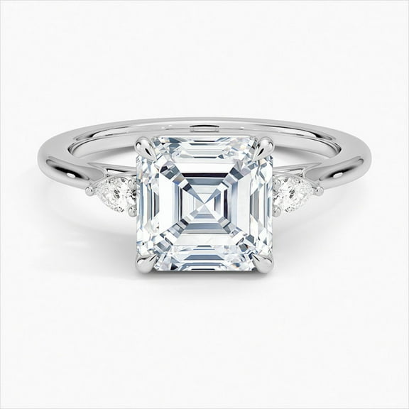 Zoya Jewel 1.9 Ct Asscher Cut Diamond Rings - 14K White Gold Plated Jewelry - Women’s Engagement Wedding Silver Ring - Special Occasion Promise Diamond Ring - Gift for Her