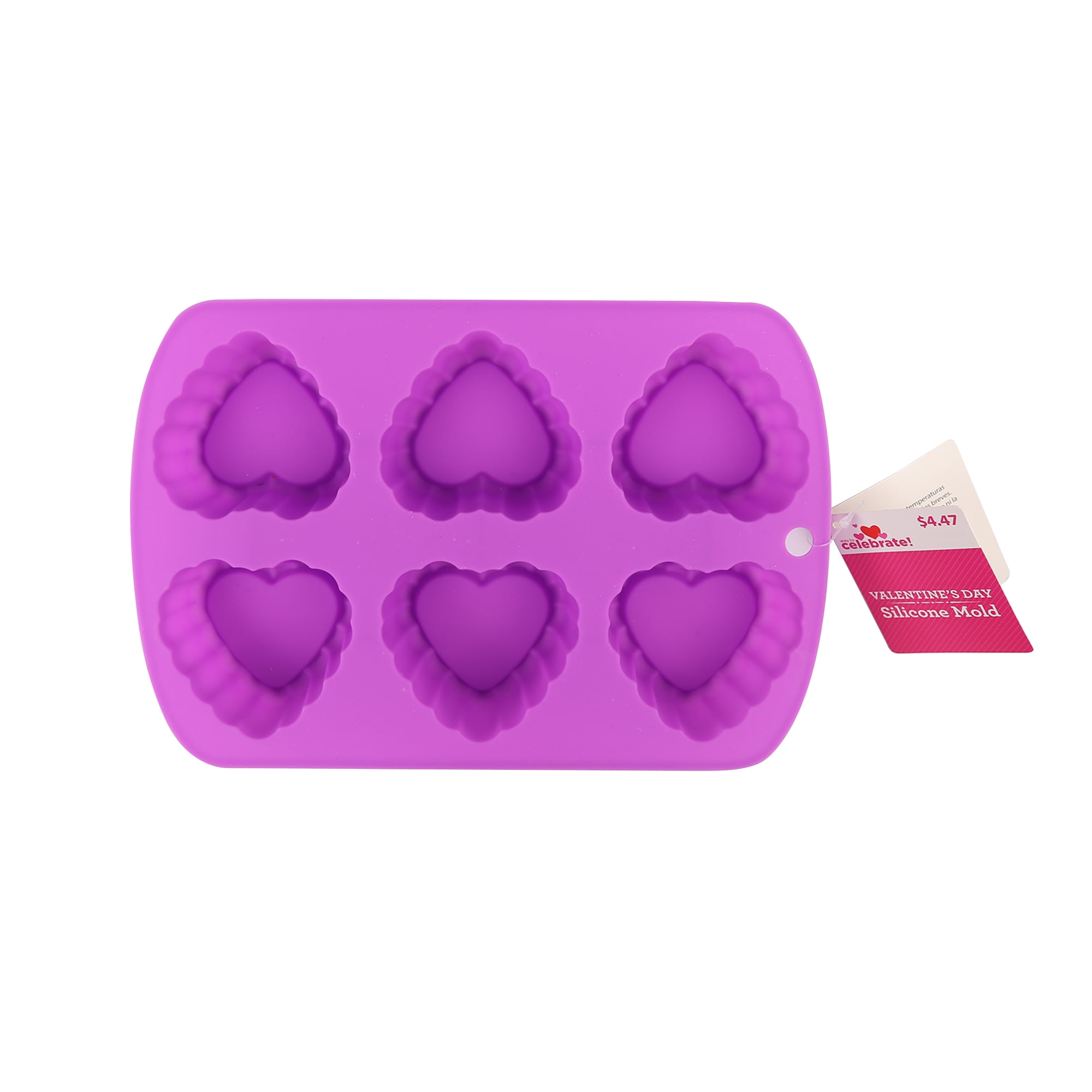 WAY TO CELEBRATE! Way To Celebrate Valentine's Day Purple 6ct Heart Silicone Cake Mold
