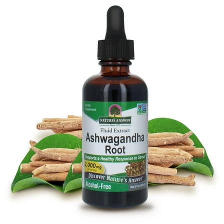 Nature’s Answer Ashwagandha Root 2,000 mg, Stress & Wellness Support, Alcohol-Free Liquid Herbal Supplement, 2 fl oz