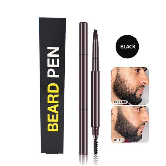 Crayon à Barbe pour Hommes, Imperméable et Résistant à la Transpiration, Crayon de Barbier Longue Tenue, Forme de Réparation de Moustache Masculine, Noir