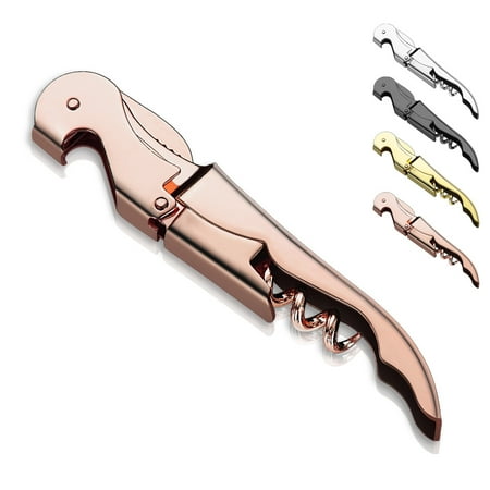 

ReaNea Waiters Corkscrew Rose Gold Wine Bottle Opener with Foil Cutter