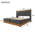 thumbnail image 4 of Bellemave King Size Linen Upholstered Platform Bed with Hydraulic Storage System and Button Tufted Headboard Storage Bed Frame with 360° LED Lights and Charging Station (King, Gray), 4 of 11