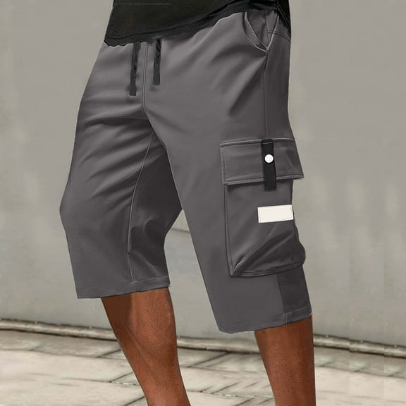 Mceream Mens Cargo Shorts Casual Stretch Classic Drawstring Elastic Waist Work Short with Pockets Quick Dry Golf Athletic Workout Gym Jogger Shorts for Fishing Travel Outdoor Gray XL