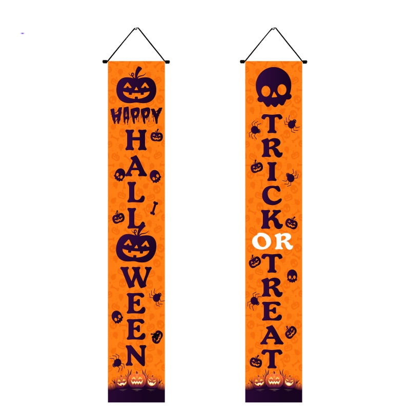 Halloween Banners, 2 Pcs Halloween Front Door Porch Banner Decorations ...