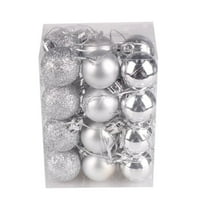 24-Pack Silver Christmas Ornaments - 1.2 Inch Shatterproof Glitter Ball Decorations for Tree/Wreath/Garland, Bulk Holiday Decor Set for Home & Retail Stores (3cm Diameter)