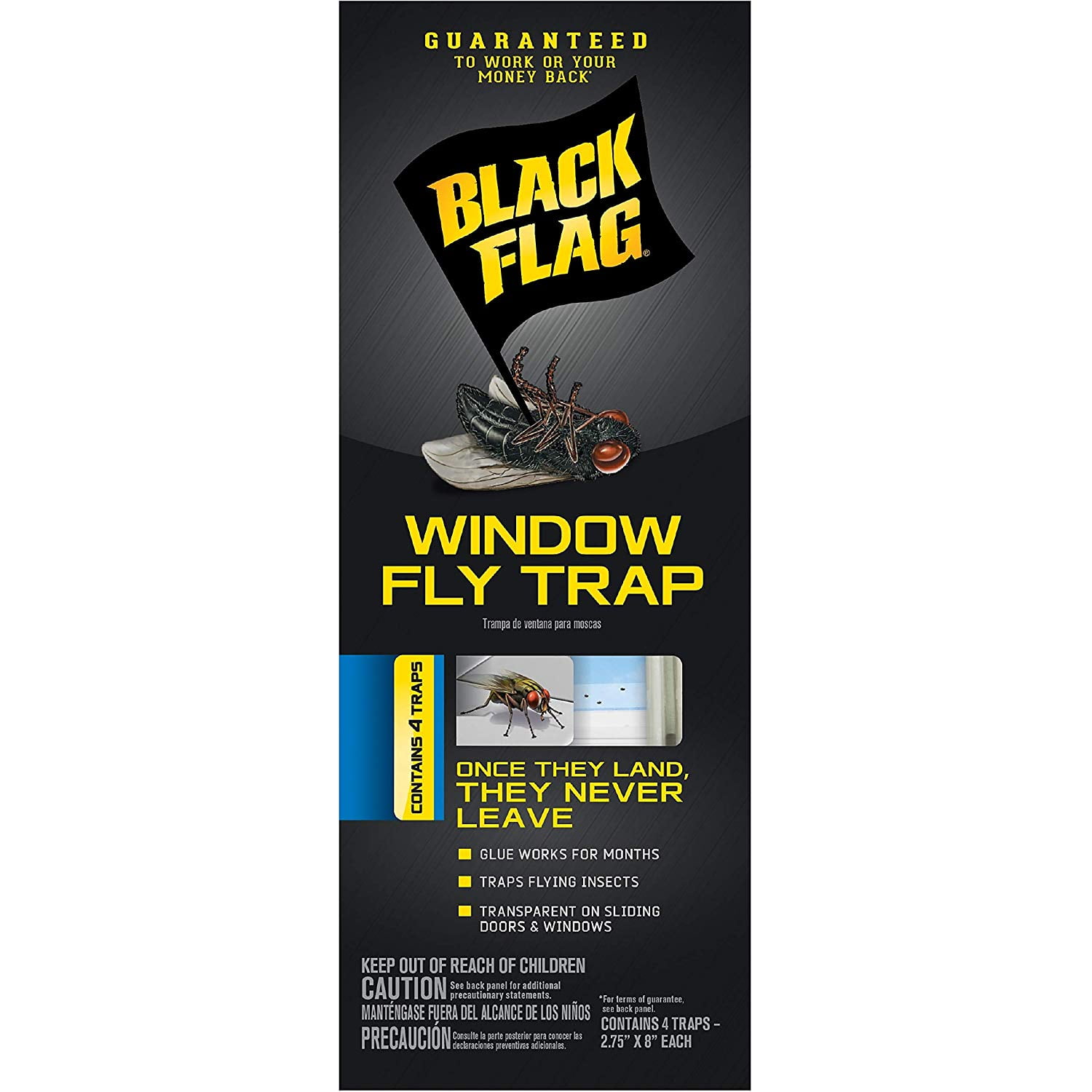 2 Pack Black Flag Window Fly Trap Catches All Flying Insects 4 Traps Each