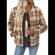 thumbnail image 3 of Chaqueta A Cuadros para Mujer, Blusa de Franela de Larga con Botones, Ropa de Otoño Caqui M, 3 of 10
