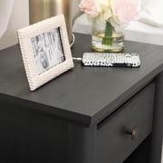 My Texas House Monroe 1-Drawer Nightstand with USB and Outlet, Black Oak Finish