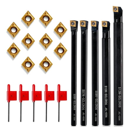 

Lathe Thread Tool Set 10Pcs - 5Pcs 1/4Inch-1/2Inch Turning Boring with 5Pcs Indexable Carbide Inserts A