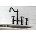 thumbnail image 3 of Kingston Brass KS1270TXBS French Country Bridge Kitchen Faucet with Brass Sprayer, Matte Black, 3 of 5