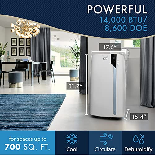 DeLonghi PACEX390UVcare-6AL WH Penguino 14000 BTU Portable Air Conditioner,  Dehumidifier, Fan u0026 UV-Carelight, White - Walmart.com
