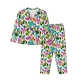 thumbnail image 1 of Balery Watercolor Flowers Conjunto de Pijama con Estampado para Mujer, Conjunto de Dos Piezas con Manga Larga, Ropa de Dormir Suave con Bolsillos, Pijamas Cómodos-Medium, 1 of 7