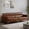 thumbnail image 6 of NessCarsti Furniture Modern Living 3-Seater Leather Sofa with Removable Cushions, Brown, 6 of 9