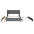 thumbnail image 4 of Hassch Full Platform Bed with Twin Size Trundle and 2 Storage Drawers, Linen Upholstered Full Size Bed Frame with Brick Pattern Headboard, Full Storage Bed with Trundle for Bedroom (Gray), 4 of 9