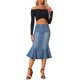 thumbnail image 2 of Falda de cola de pez INSPIRE CHIC para mujer, falda maxi de mezclilla desgastada M azul cielo, 2 of 6