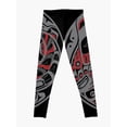 thumbnail image 2 of Bear and Salmon in gray Leggings sporty woman gym sports for Womens Leggings, 2 of 6