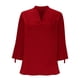 thumbnail image 5 of Tops de Manga Larga de las Mujeres Casual Color Sólido V Cuello Tres Cuartos de Manga Blusa Suave, 5 of 7