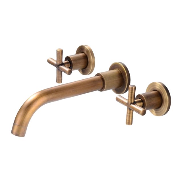 Grifo de baño, grifo, grifo de dos manijas para agua caliente y fría, fregadero de cocina para baño Bronce