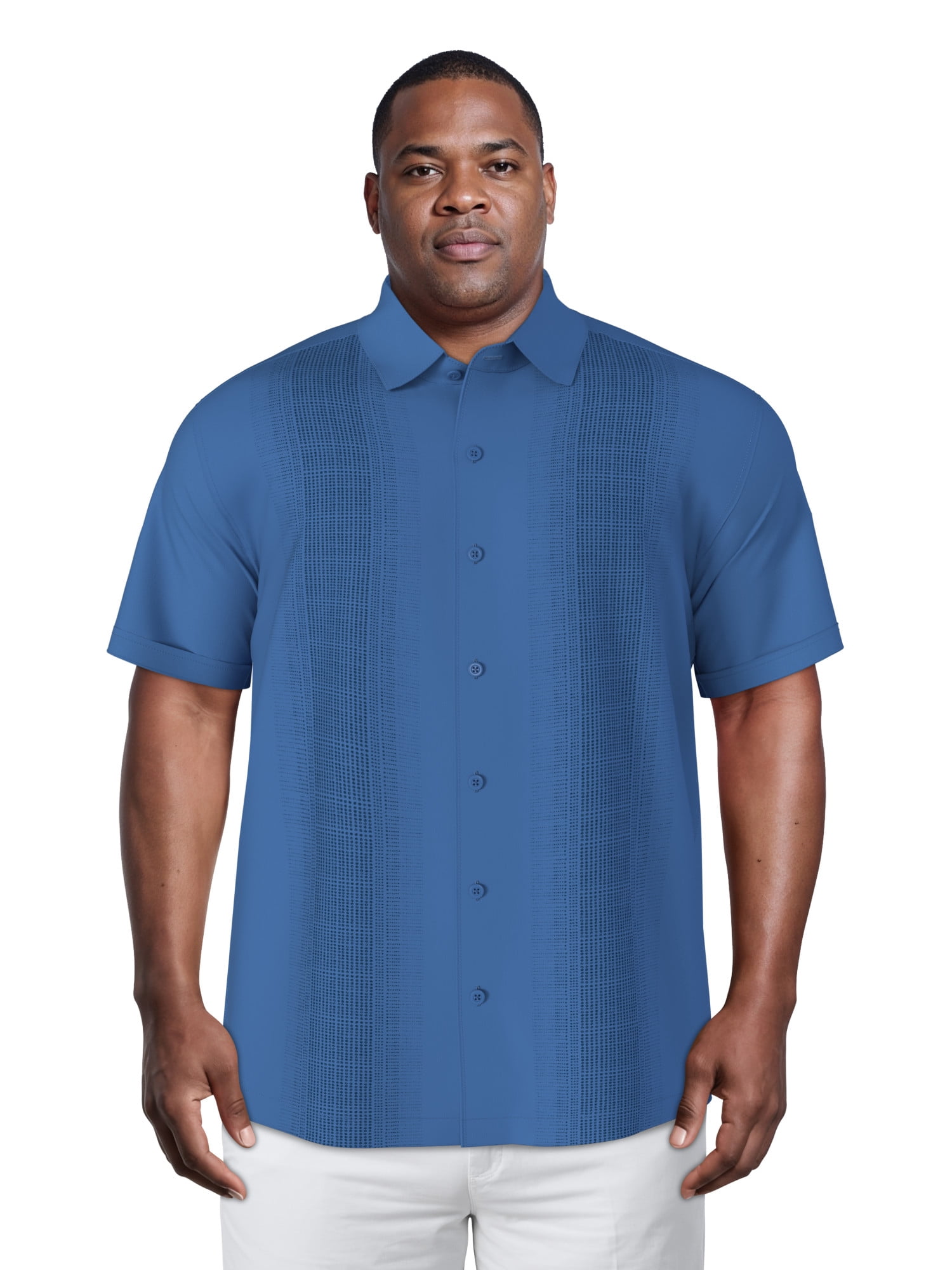 Cafe Luna Men's and Big Men's Panel Print Short Sleeve Woven Shirt, Size S-4XL