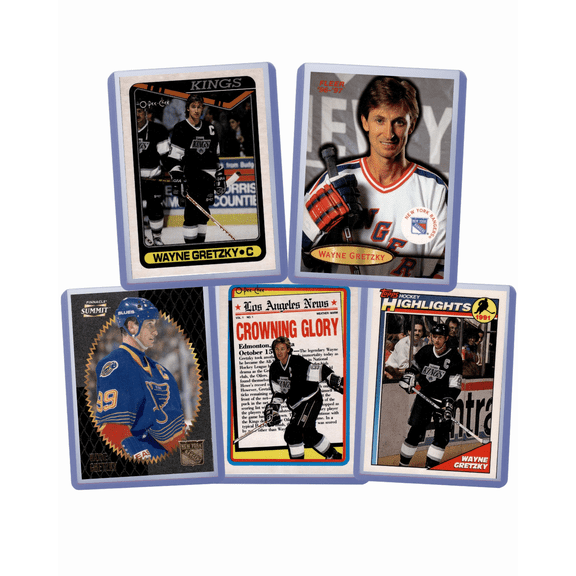 Lot of 5 Wayne Gretzky Hockey Cards – Topps, Panini, Fleer & Donruss - NHL Greatest Player of All Time