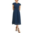 thumbnail image 2 of INSPIRE CHIC Women's Chiffon Cocktail Dress Cap Sleeve Tie Waist Formal Wedding Guest Dresses S Dark Blue, 2 of 5
