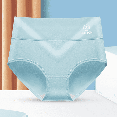 Fulorrnie Underwear for Women Tummy Control High Waist Seamless Comfort Panties Briefs Elastic Banded Panty  Light Blue  L