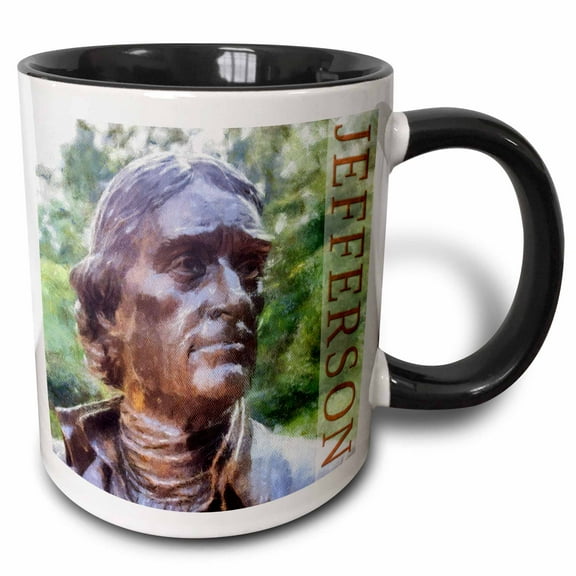 3drose, Thomas Jefferson, 15oz Two-tone Black Mug