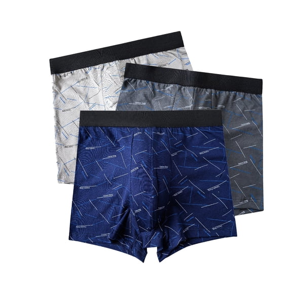 Tbopshirt Mens Boxer Briefs Underwear for Men 3PC Cotton Flat Angle Mid Waist Four Underwear Breathable Shorts Head Underwear